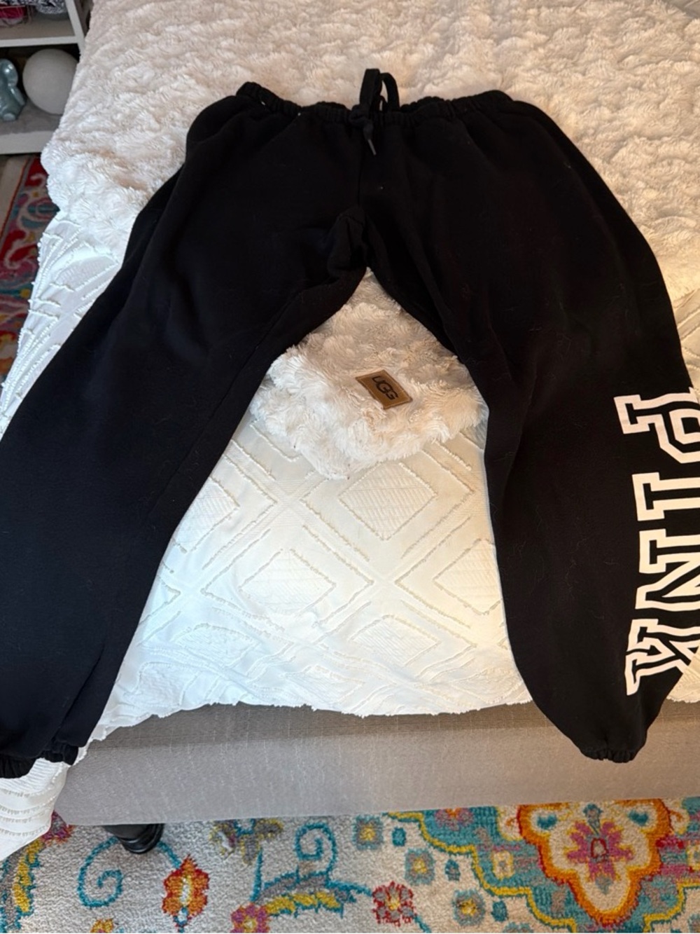 Victoria's Secret Black Sweatpants with White PINK Logo